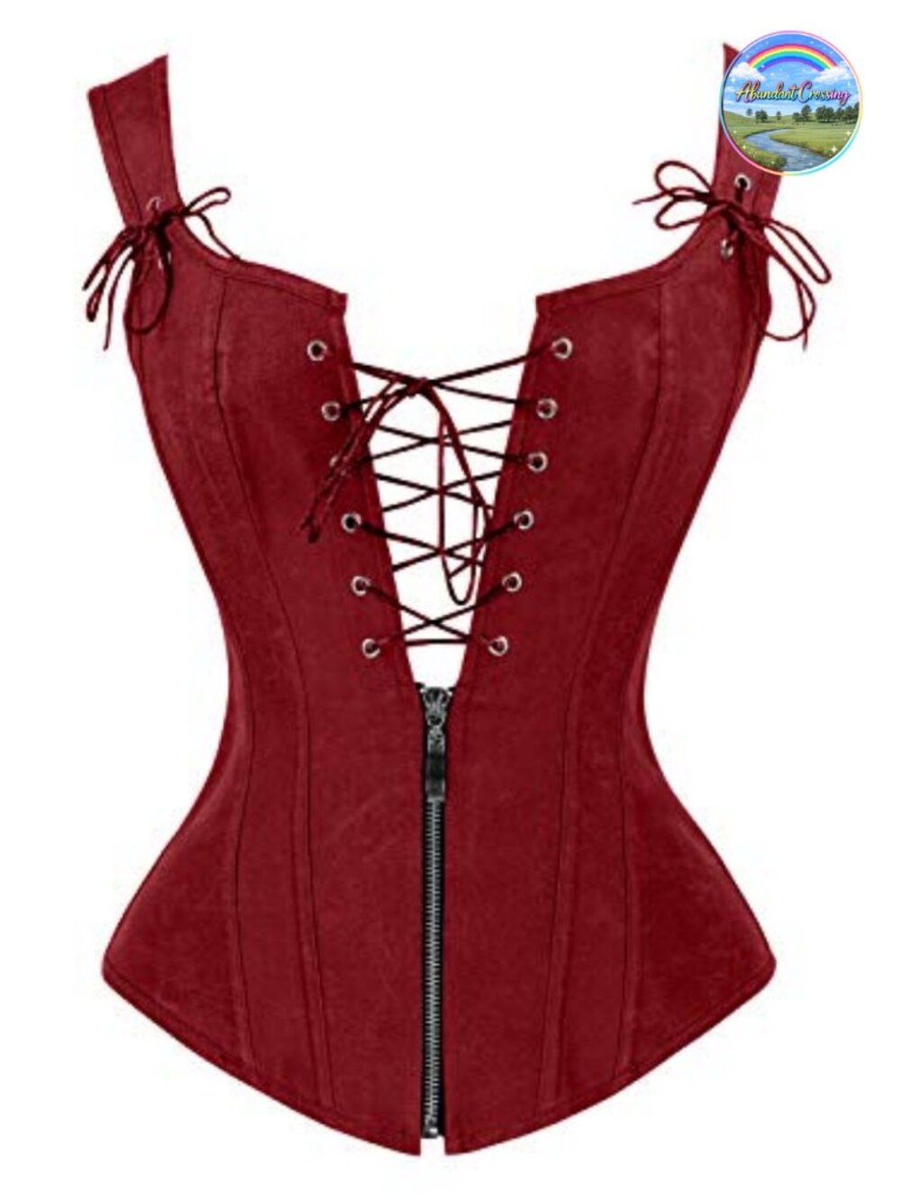 Renaissance Lace Up Boned Bustier Corset with Garters Leatherette